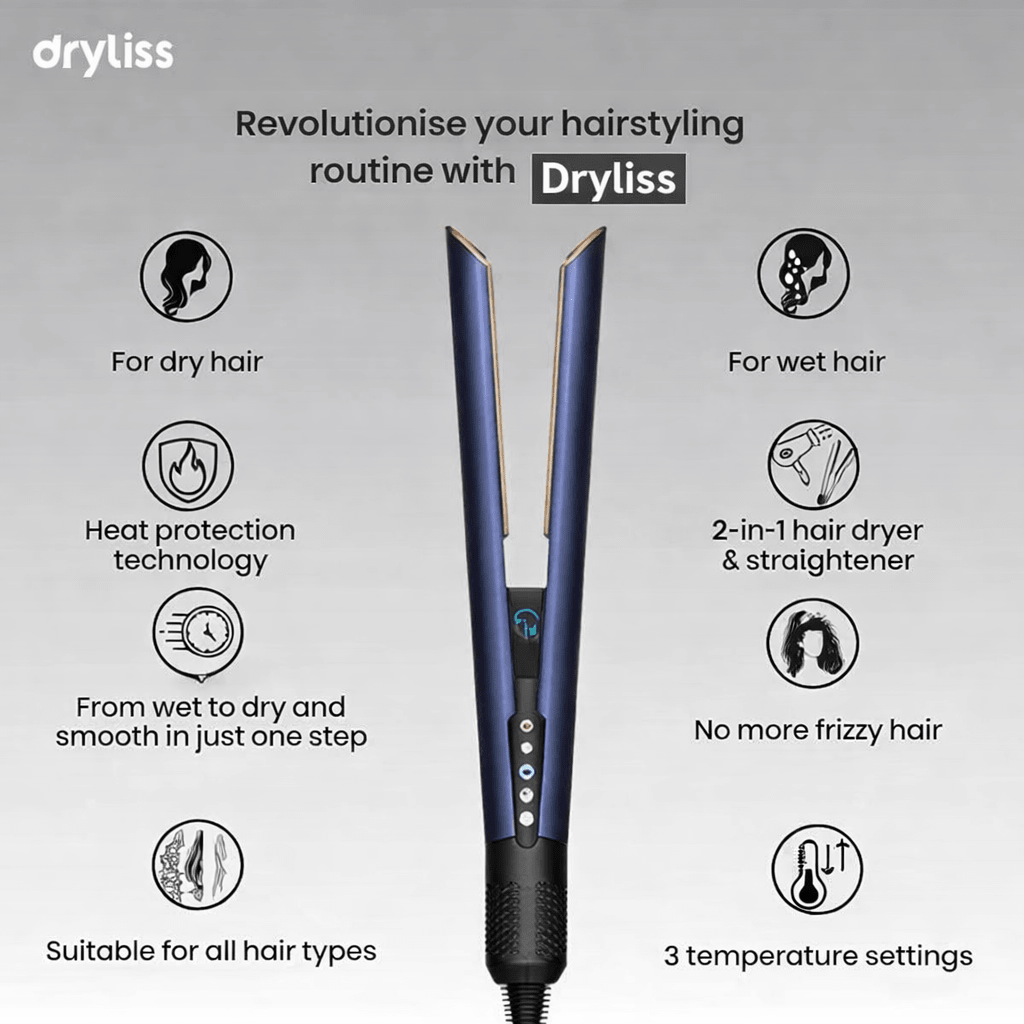 Dryliss® 2 - in - 1 Hair Straightener with Blow - Dry Function & Ionic Technology - Dryliss® -  - 