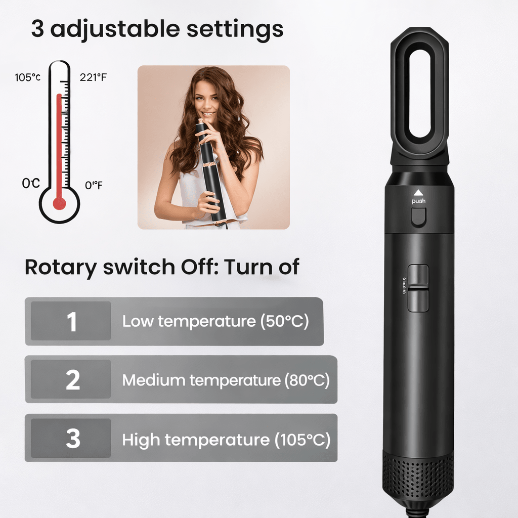 Dryliss® 5 - in - 1 Hair Styler – Ionic Hot Air Brush for Dry, Curl & Volume - Dryliss® -  - 